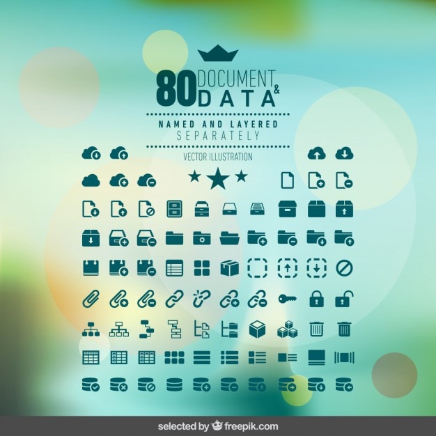 document and data icons collection