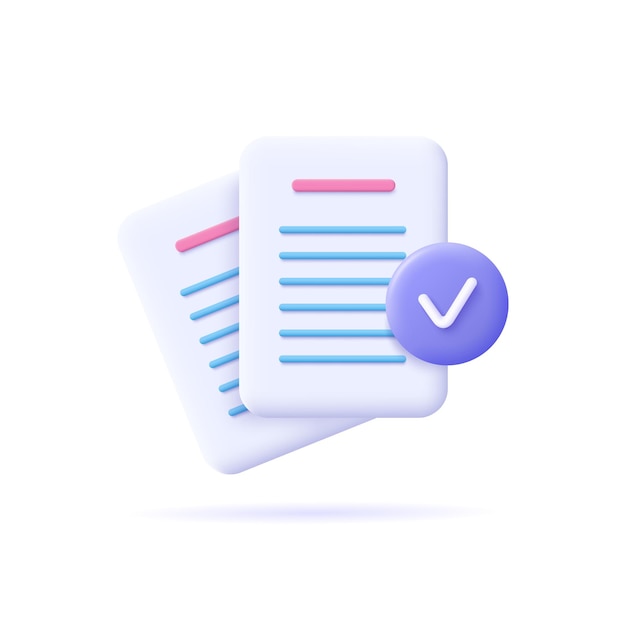 Premium Vector | Documents icon. stack of paper sheets. confirmed or approved document. business icon. 3d vector illustration.