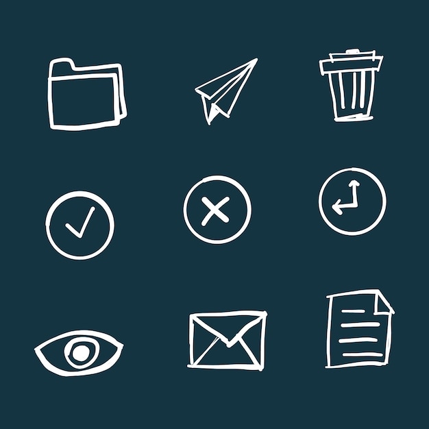 Free vector doddle office icons