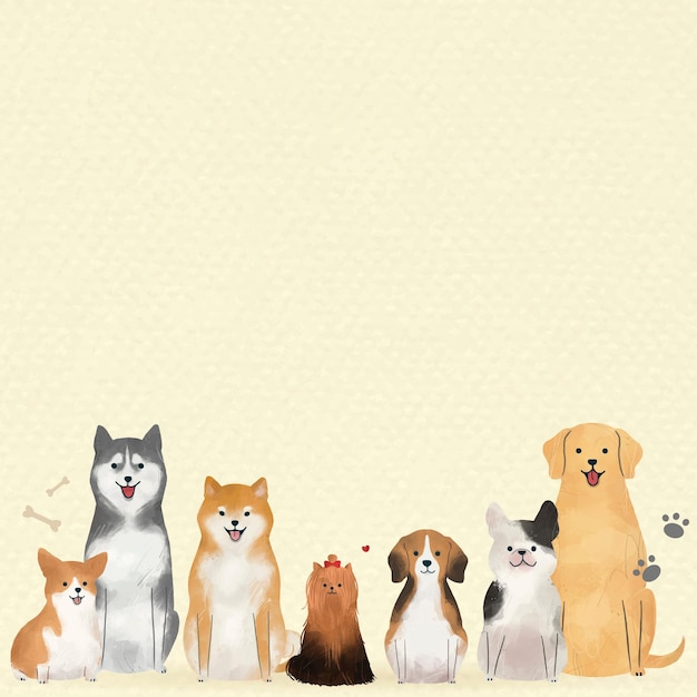 Free vector dog background vector with cute pets illustration