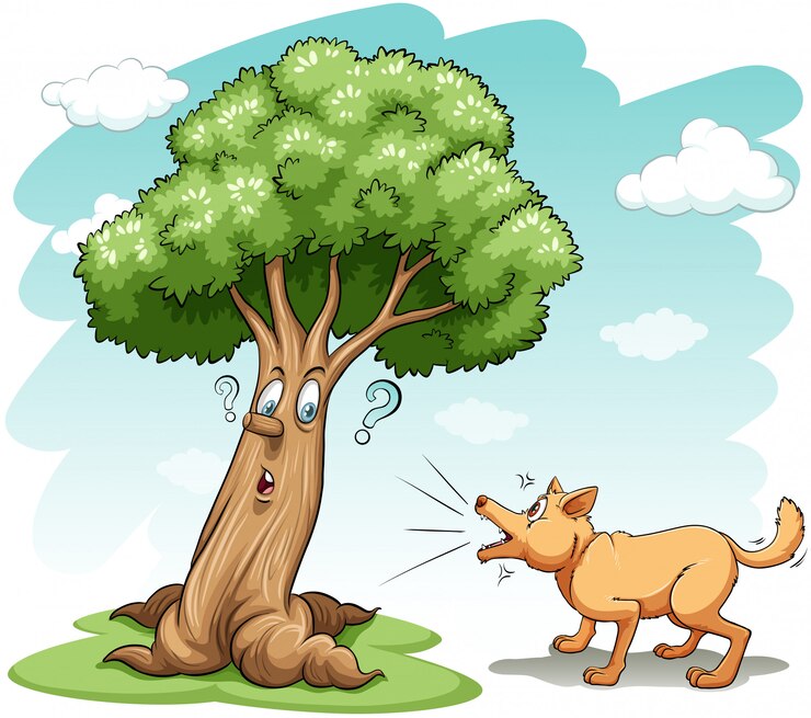 Free Vector dog barking the tree
