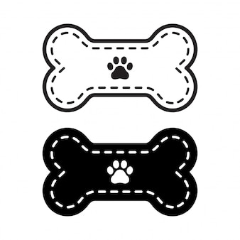 Dog bone icon paw footprint illustration