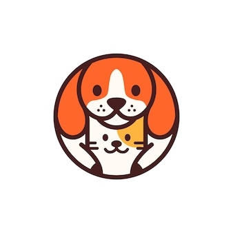 Dog cat pet circle round cartoon logo vector icon
