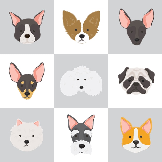 Бесплатное векторное изображение Коллекция собак