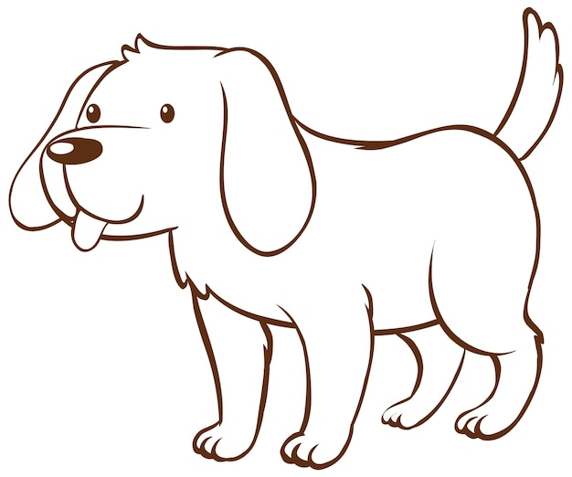 Dog in doodle simple style on white background