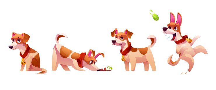 Free Vector dog emotions set isolated on white background