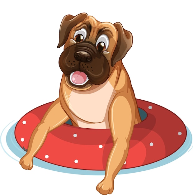 Free vector dog floating in the floating ring