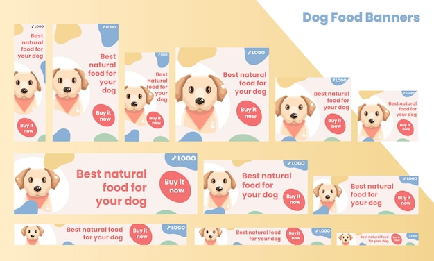 색상 모양이 있는 dog food amp 애완 동물 웹사이트 배너 google ads