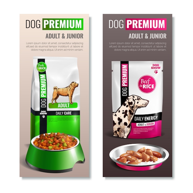 Free vector dog food vertical banner set