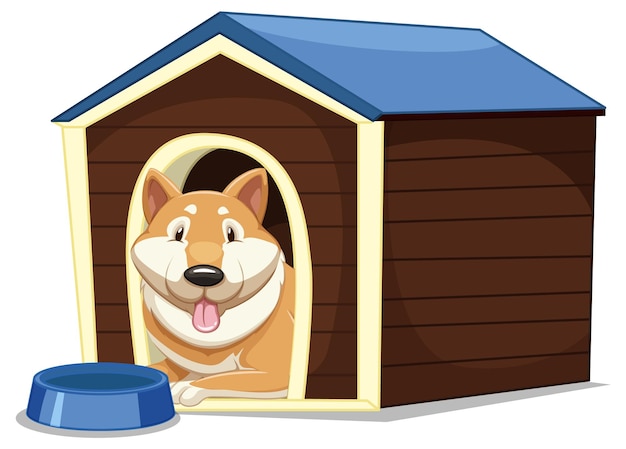 Dog in a house cartoon style