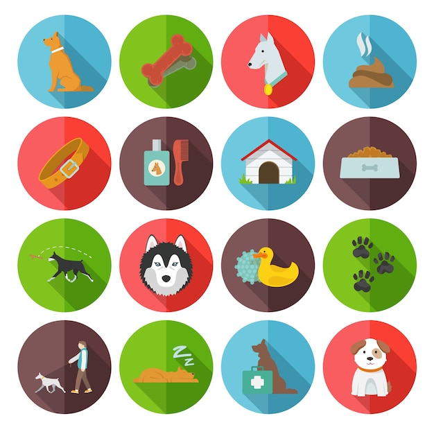 Free vector dog icons flat