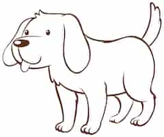 無料ベクター 白い背景の落書きシンプルなスタイルの犬