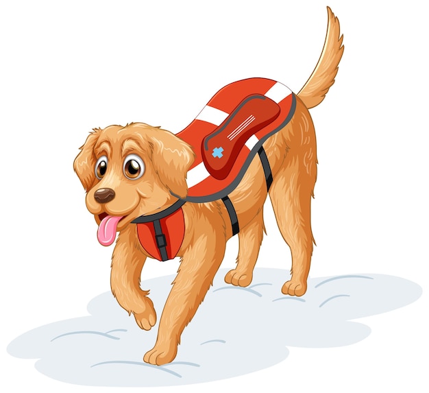 Vettore gratuito un cane in uniforme di salvataggio su sfondo bianco