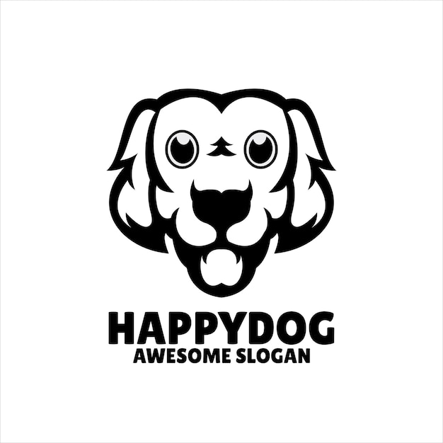 Vettore gratuito illustrazione del design del logo della mascotte semplice del cane