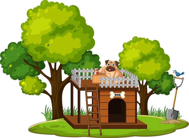 Free Vector dog sitting on the pethouse roof