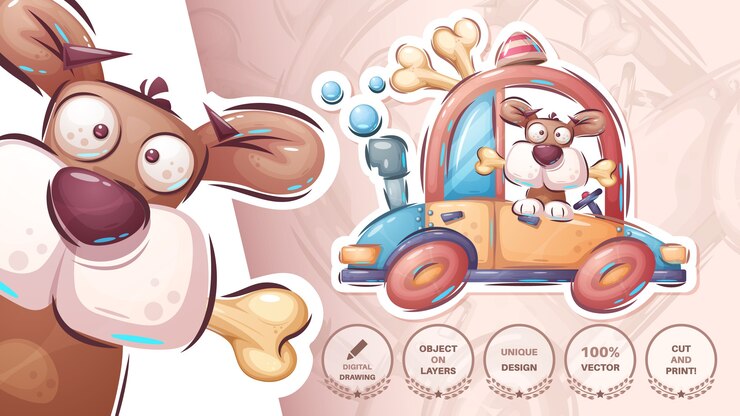 Бесплатный Вектор dog speed travel - милый стикер