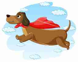 Free vector a dog superhero on sky background