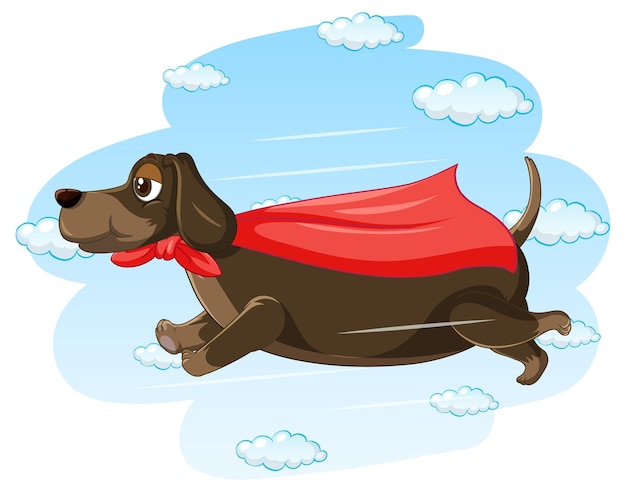 A dog superhero on sky background