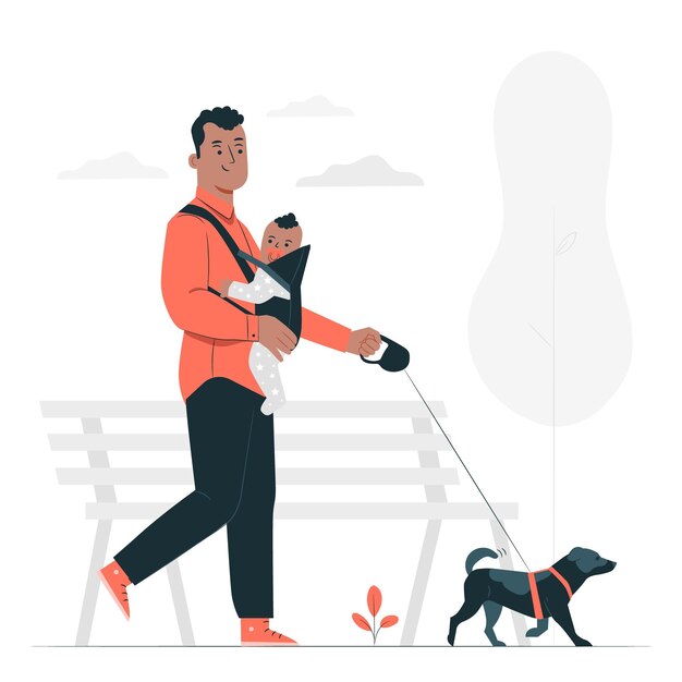 Dog walking concept illustration