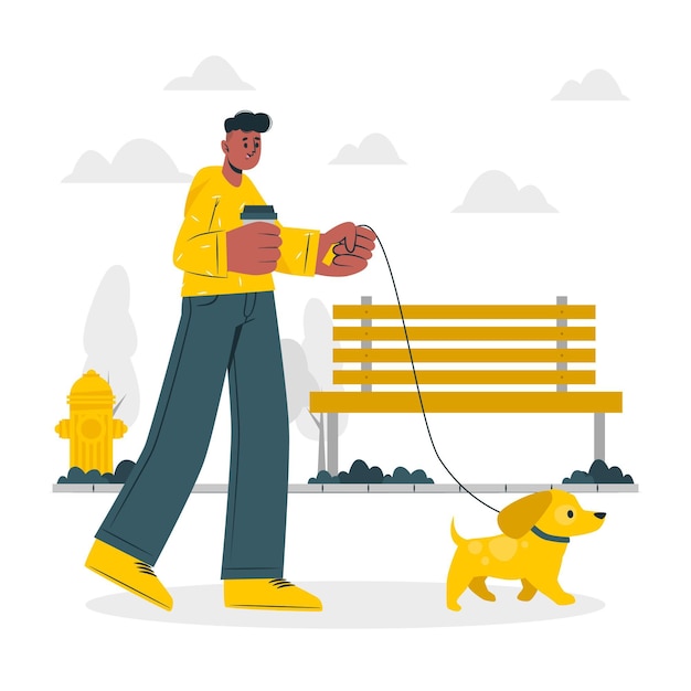 Free vector dog walking concept illustration