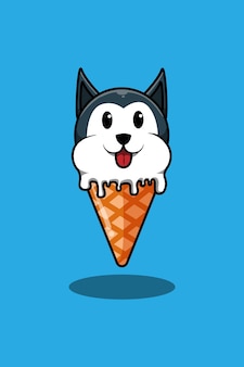 Собака с мороженым иллюстрации шаржа