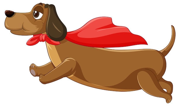 Free vector dog with red cape flying