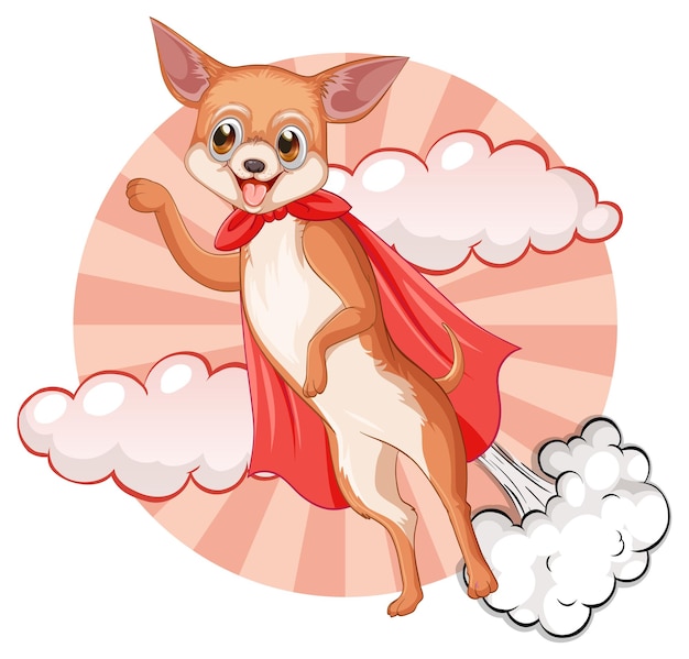 Dog with red cape flying