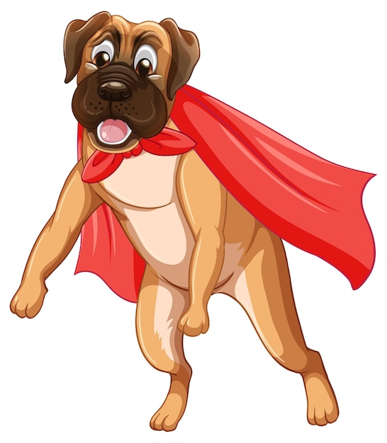 Free vector dog with red cape flying