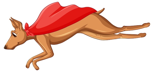 Dog with red cape flying