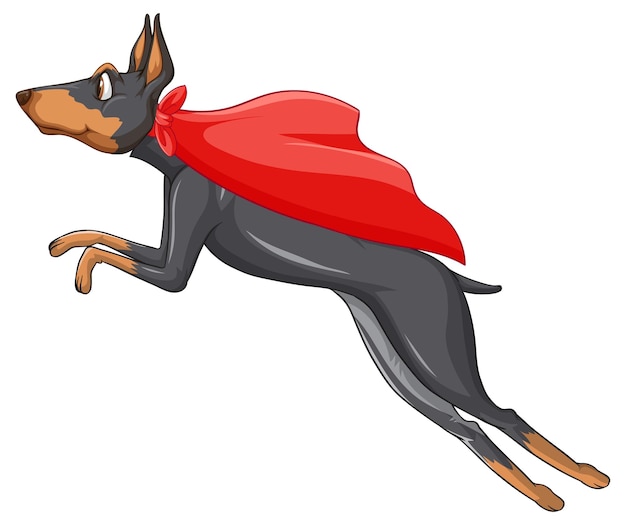 Free vector dog with red cape flying