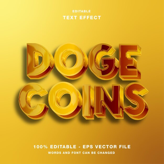 Doge coins chrome 3d style editable text effect