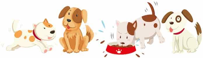 Free vector dogs in different actions