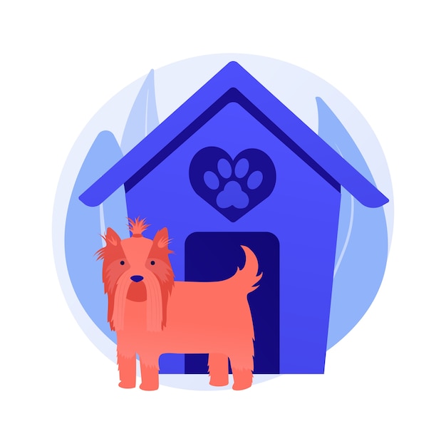 Dogs friendly area. Pet lovers space, domestic animals hotel, canine center. Volunteer, animals protection activist playing with puppies. Vector isolated concept metaphor illustration