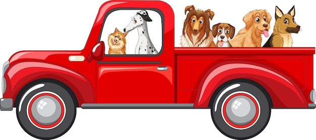 Free vector dogs riding a car on white background