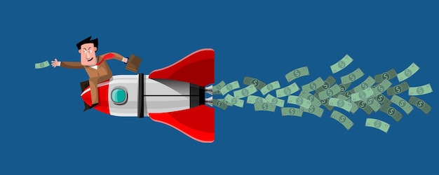 Doing business with good ideas It's like having a rocket aimed at the target clearly and quickly. illustration in 3D style