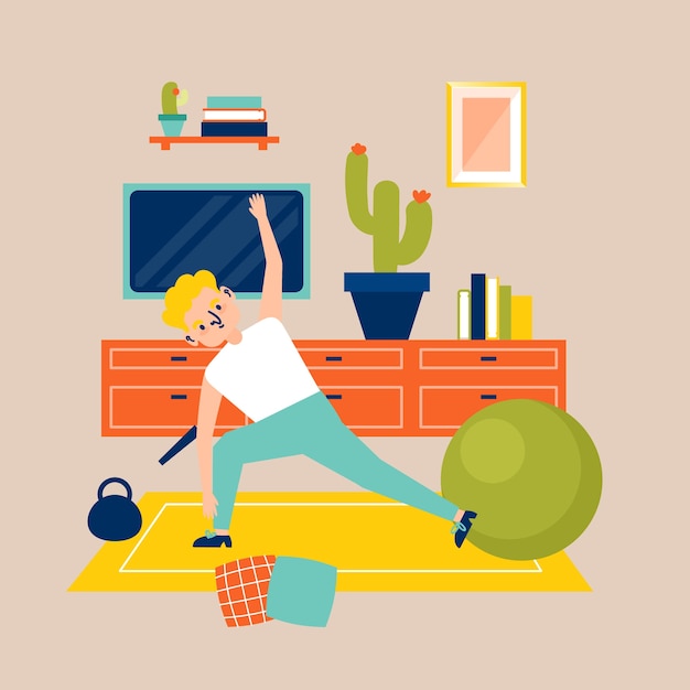 Free vector doing sport indoors  concept