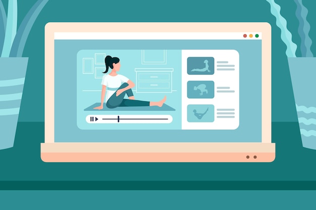 Free vector doing yoga online  from home