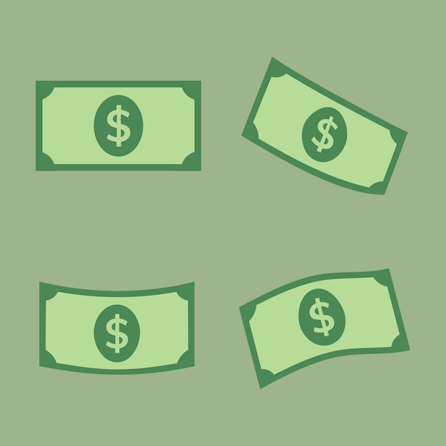 Dollar bill sticker, money vector finance clipart in flat design