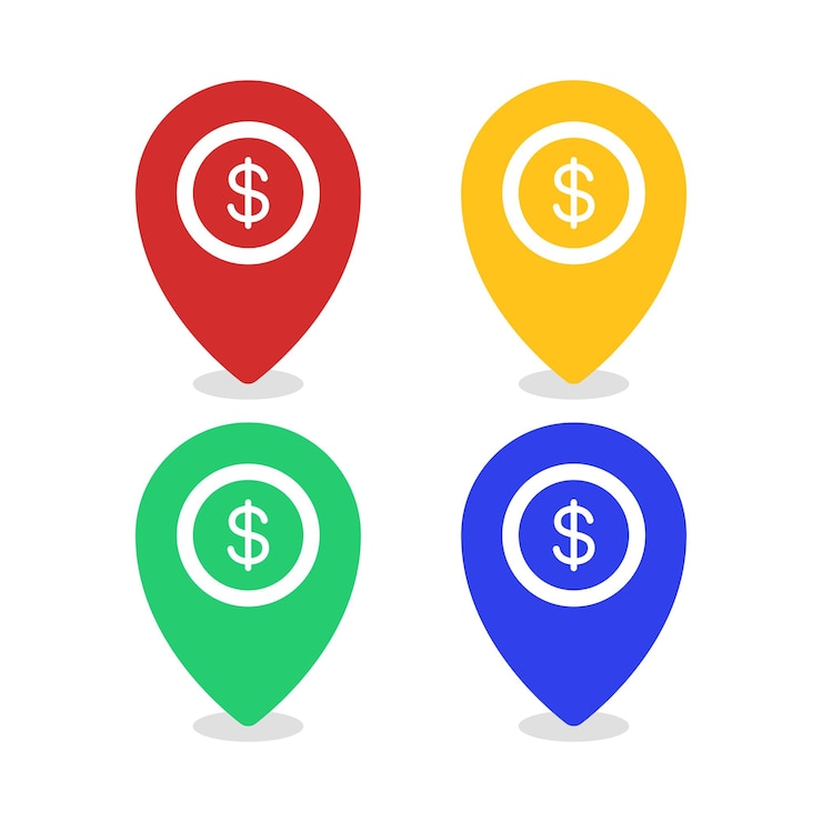 Free Vector dollar coin location pins set