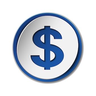 Символ валюты доллара на плоской иконке цветного круга, выделенной на белом. подпишите денежную единицу. финансовая, деловая и инвестиционная концепция. векторная иллюстрация