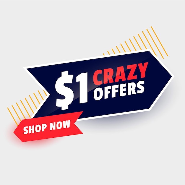 Free vector dollar one crazy sale offer banner