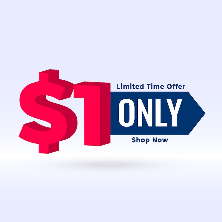 Free Vector dollar one deals sale template for business marketing