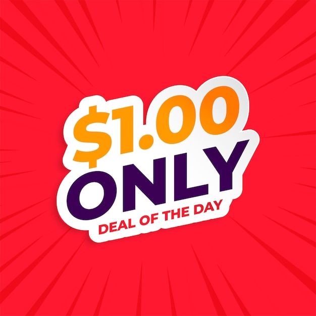 Free vector dollar one only deal of the day sale banner