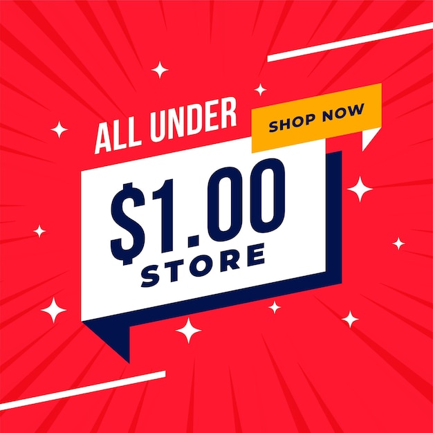 Under dollar one store shopping sale banner design