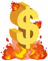 Free vector dollar symbol with fire burning