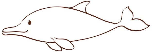 Dolphin in doodle simple style on white background