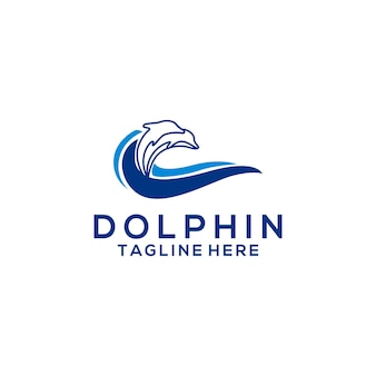 Вектор концепции логотипа животных дельфинов рыбы, изолированные на белом фоне
