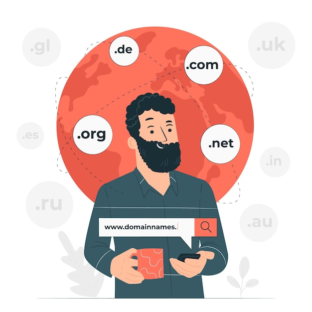 Free vector domain names concept illustration