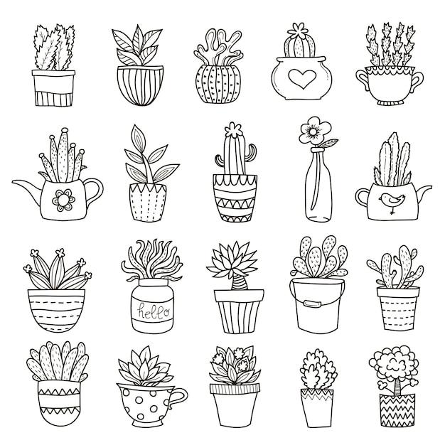 Free vector domestic plants icon set