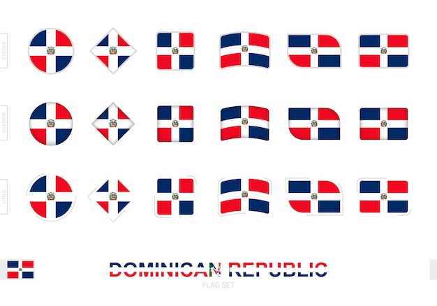 도미니카 공화국 국기 세트, 세 가지 다른 효과가 있는 도미니카 공화국의 단순한 깃발.